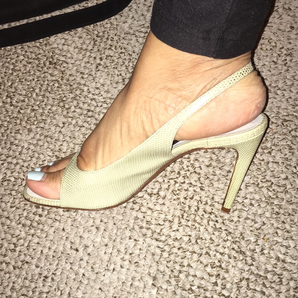 RALPH LAUREN COLLECTION MADE IN ITALY PYTHON REAL LEATHER PEEP SLINGBACKS SIZE 8